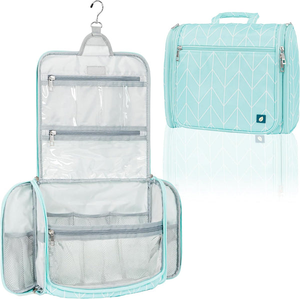 PAVILIA Large Hanging Toiletry Bag - Water Resistant Makeup Organizer for Women and Men