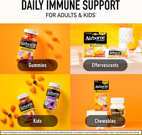 Airborne Vitamin C 1000mg (per Serving) - Citrus Chewable Tablets (116 Count), Gluten-Free Immune Support Supplement