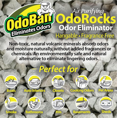 OdoBan Natural Odor Eliminator OdoRocks Made from Volcanic Rocks, 2 Pound Bag, Fragrance Free