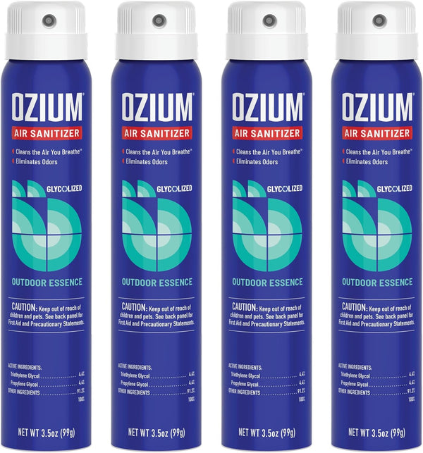 Ozium 3.5 Oz. Air Sanitizer & Odor Eliminator - Outdoor Essence, 4 Pack for Homes, Cars, Offices and More