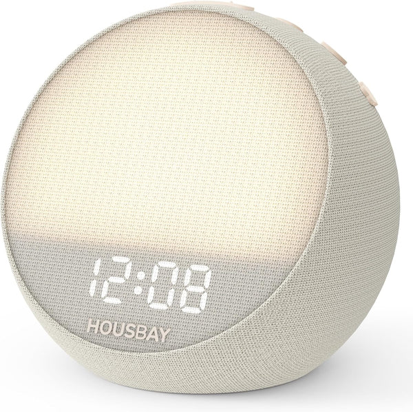 HOUSBAY MINI Sunrise Alarm Clock with Sound Machine, Rhythm Wake-Up Light, White