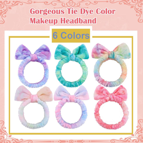 WSYUB Skincare Headband, Tie Dye Color Microfiber Headband for Washing Face, Gift for Teen Girls, 6pcs