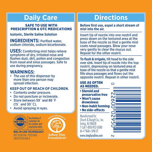 Hammer 4.4oz, 2-Pack Arm & Simply Saline Daily Care Nasal Mist Saline Nasal Spray, Drug-Free