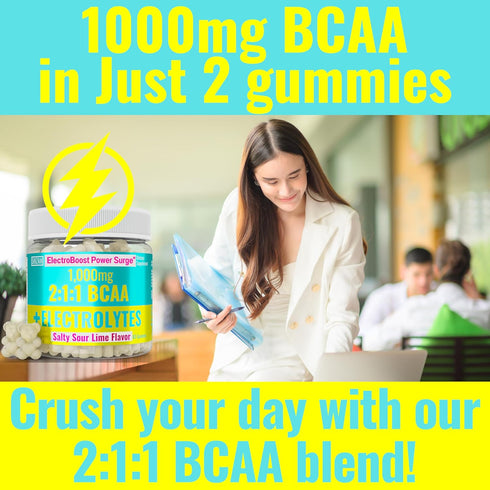 SHIZAM Electrolyte BCAA Gummies: Energy Chews with Electrolytes, Branched Chain Amino Acids, Potassium Sodium for