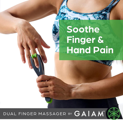 Gaiam Finger Massager, Dual-Sided Hand Massage Roller Tool for Circulation, Stress, Arthritis, Hand Pain Relief