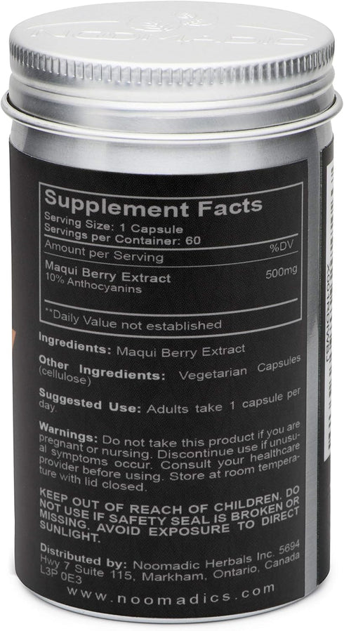 Noomadic 60 500mg Immune (10% Maqui Berry, Capsules | Each, Antioxidant (High ORAC), System Support, Supports Dry Eyes