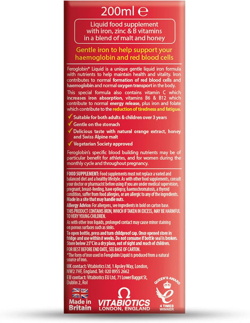 Gentle Iron and Nutrient Liquid, Reduce Tiredness and Fatigue, Natural Iron Source