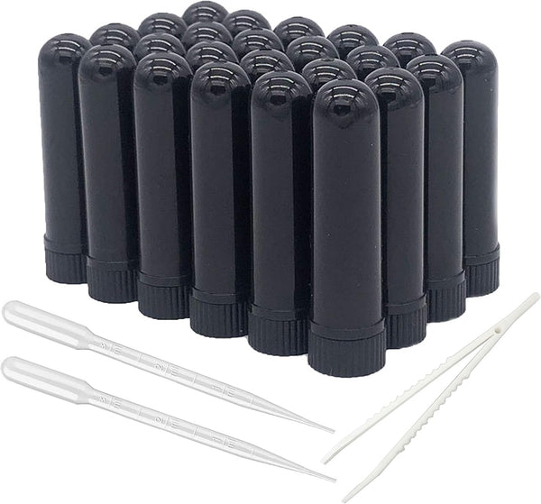 ZIOJOVK Essential Oil Aromatherapy Blank Nasal Inhaler Tubes (Includes 24 inhalers+36 unscented Wicks+2