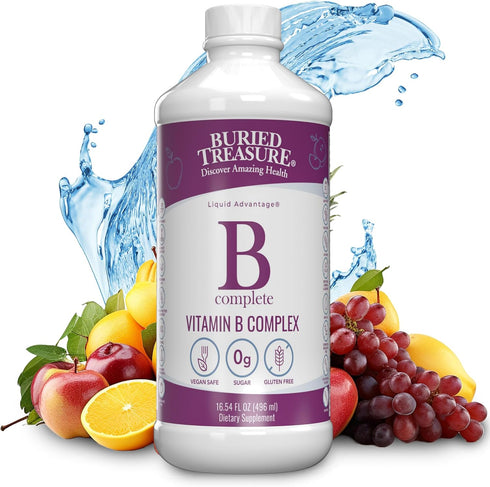 Buried Treasure B Complete | 16 Fl oz | All 8 B Vitamins with Methylated B12 & Methylfolate, Liquid & Sugar-Free