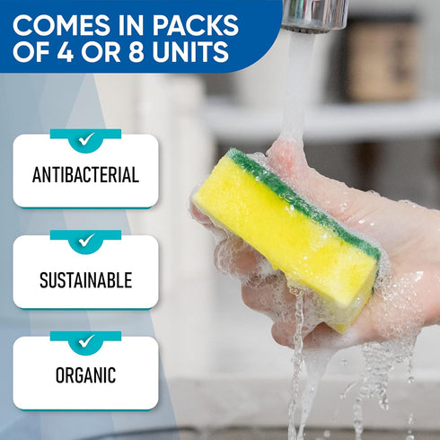 8 Pack Blue Turtle Multipurpose Sponges, Premium All Surface Cleaning Sponges, Odor Resistant for Stains and Grease