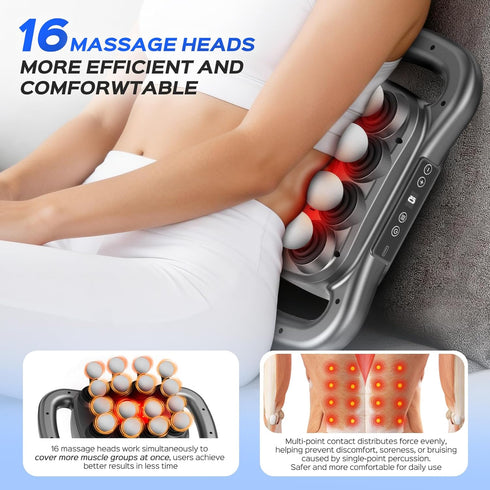 Rexyzen 16- Set, 2600mAh 9 Head Massage Gun Deep Tissue Percussion Massager, Quiet Electric Massage Tools with Styles