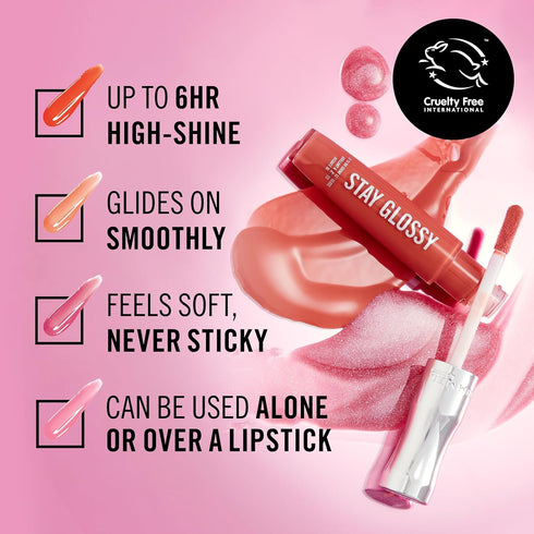 Rimmel Stay Glossy Lip Gloss - Non-Sticky and Lightweight Formula for Lip Color and Shine - 815 Halo-There, .18oz