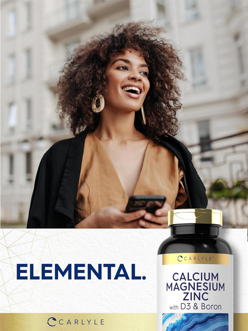 Carlyle Calcium Magnesium Zinc with Vitamin D3 and Boron, 300 Caplets - Vegetarian, Non-GMO Supplement