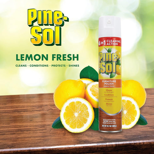 Pine-Sol 12.7 Furniture Polish Aerosol, Lemon Scent - Wood Furniture Polish Spray Gives You A Powerful Clean You Can