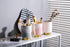 IEEK Pink and Gold Makeup Brush Holder Organizer, Glass Cup for Eyebrow Pencil, European Style