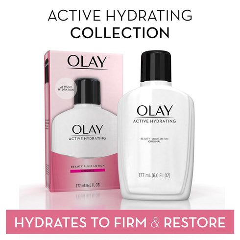 Olay Face Moisturizer, Active Hydrating Beauty Lotion, 6 fl oz (Pack of 2)