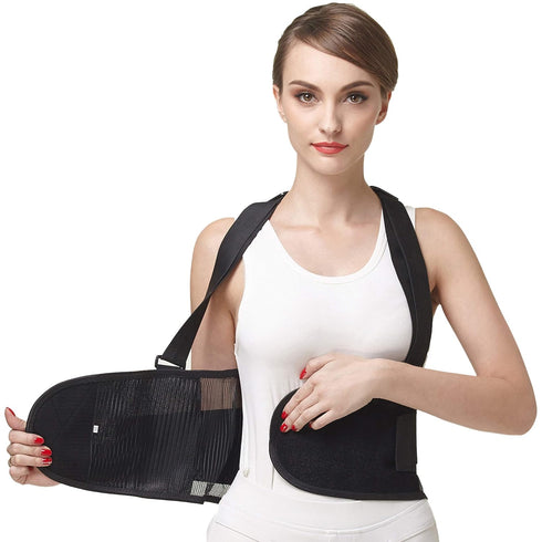 NeoTech Care Back Brace with Suspenders/Shoulder Straps - Light & Breathable - Lumbar Support Belt for Lower Back Pain