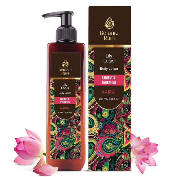 Organic Body Lotion for Women with Lily & Lotus, Natural Vegan Ayurveda Products for Dry Skin - 6.76 fl oz