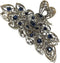 Women Fashion Retro Metal Alloy Rhinestone Large Size Fancy Hair Claw Jaw Clips for Thick Hair (Ink-Blue Colour 1)
