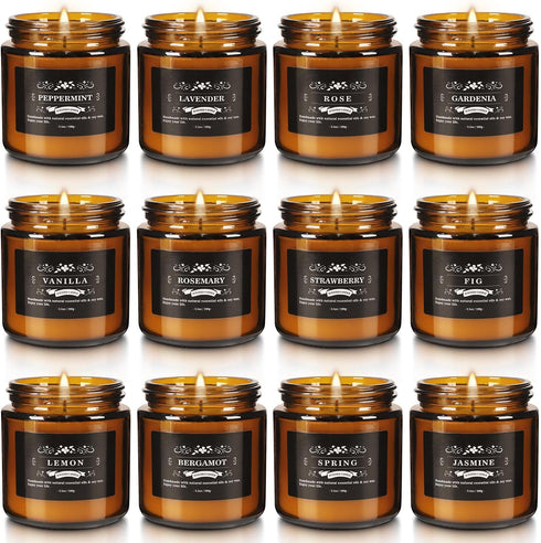 Set 12 Pack, Set Scented Candle Candle for Home Scented, Odor Eliminating, Stress Relief, Long Lasting Soy Wax Gift