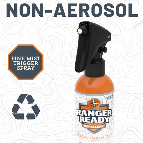 Ranger Ready 0.5% Permethrin Spray for Clothes and Outdoor Gear, Scent Zero, 8 Fl Oz