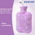 Hot Water Bottle with Soft Cover, 2L Hot Water Bag for Menstrual Cramps, Neck and Shoulder Pain Relief, Purple