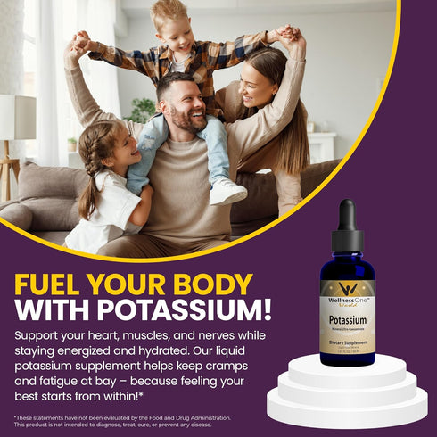 Immune 1.67 oz WellnessOne Ionic Potassium Supplement - Potassium Chloride Drops for Fast Absorption - Boost System