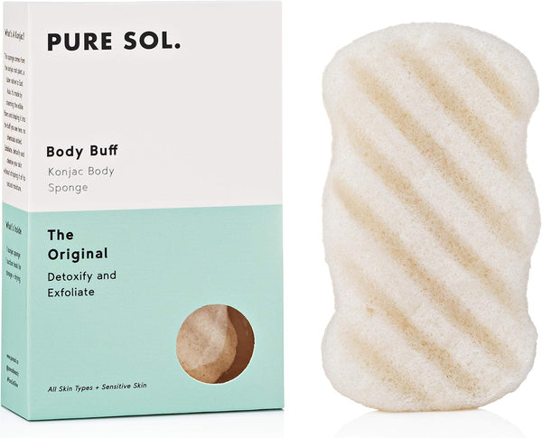 Pure SOL. Konjac Exfoliating Bath Sponge - Original Exfoliator for Sensitive Skin, Deep Cleansing