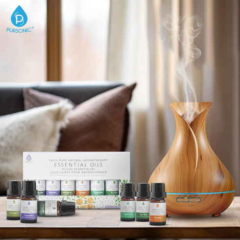Pursonic Essential Oils Set - Top 6 Aromatherapy Blends Gift Set - 10ml Pure Oils for Diffusers, Home, & Bath