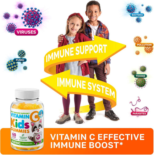 DR. MORITZ Vitamin C Gummies for Kids & Adults 240 mg - Immune Support Low-Sugar Chewable Vitamins for Toddlers - Vegetarian Gelatin-Free Children's Dietary Supplement (Citrus Flavor) (120 Count)
