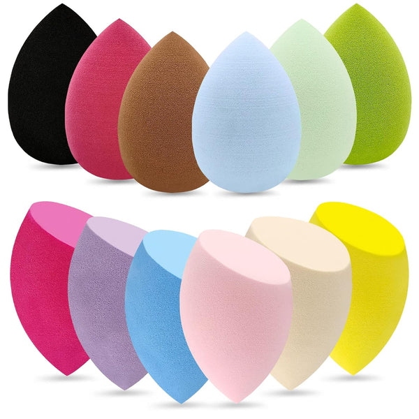 12 Pieces Multicolor Professional Makeup Sponge Set, Latex Free Soft Face Puffs, Cosmetic Applicator for Makeup Tools