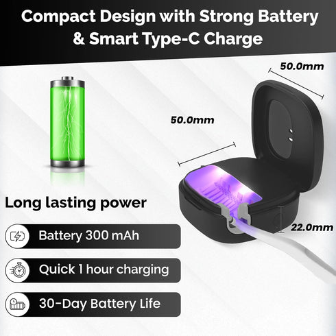 Portable UV Toothbrush Sanitizer Holder & Cleaner with UV Light & Magnetic Mounting - Rechargeable Toothbrush Sanitizer