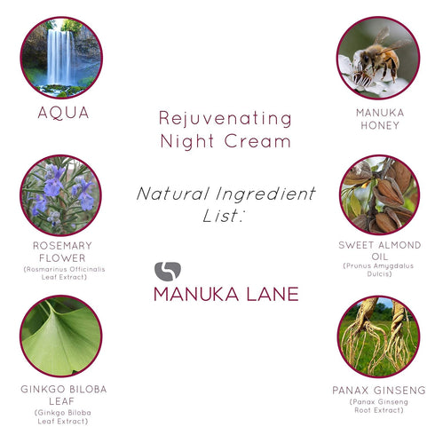 Manuka Lane Night Cream with Retinol, Manuka Honey, Peptides for Youthful, Healthy Skin