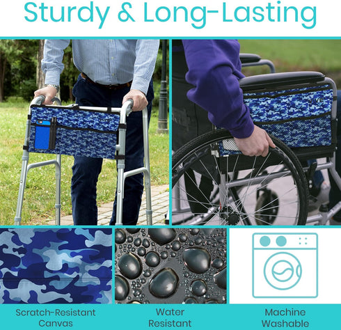 Vive Walker Bag, Water Resistant Accessories Pouch for Wheelchair, Lightweight Caddy Attachment for Seniors.