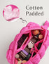 Quilted Makeup Bag, Cute Travel Toiletry Organizer for Women, Hot Pink Puffer Makeup Pouch (M, Hot Pink)