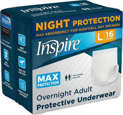 Inspire Adult Diapers Women or Men - MAX Absorbency | Our Most Absorbent and Dry, Incontinence Underwear for Women