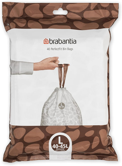 Brabantia PerfectFit Trash Bags (Size L/10.6-12 Gal) Thick Plastic Trash Can Liners