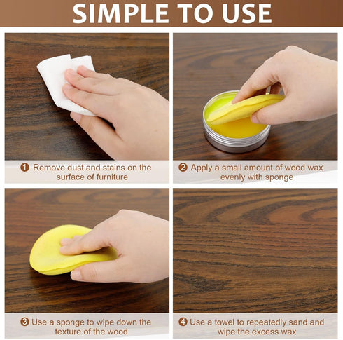 SEISSO Wood Polish Wax - Paste Wax for Wood Finish, Cleaner, Restorer, and Furniture Polish for Wooden Surfaces