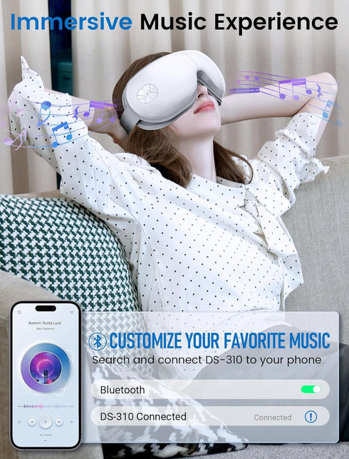 YunRayo Eye Massager with Bluetooth Music, Heat Therapy, Air Pressure & Vibration Rechargeable for Eye Fatigue, Dry