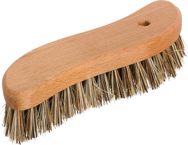 Redecker S-Shaped Scrub Brush with Oiled Beechwood Handle, 8-1/4 inches, Unique Shape for Corners, Made in Germany
