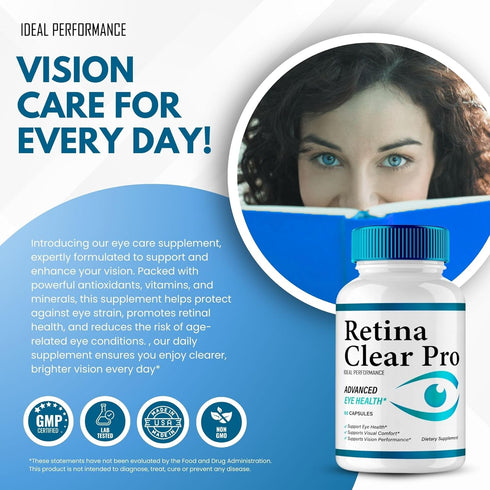 IDEAL PERFORMANCE (2 Pack) Retina Clear Eye Supplement - Retina Clear for Eyes Capsules - Maximum Strength, Advanced