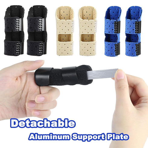 Finger Splints, 2-Pack Adjustable Support Brace for Arthritis and Injury, Universal Fit for Fingers (Blue)