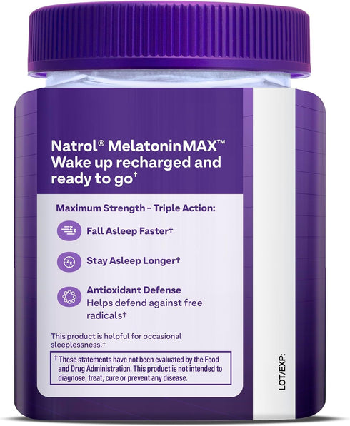 Natrol MelatoninMax Sleep Gummies for Adults, Blueberry Flavor, 10 mg, 80 Count, Up to 80 Day Supply
