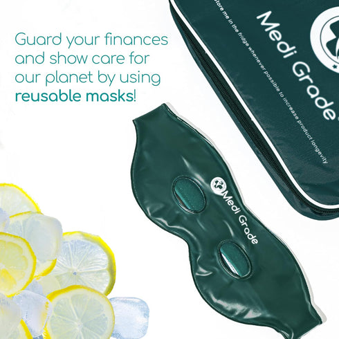 Medi Grade Cooling Eye Mask for Puffy Eyes, Reusable Gel Eye Mask with Thermo-bag for Dark Circles Relief