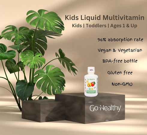 Go Healthy Multivitamin for Kids, Vegan Liquid Immune Support Supplement, 32 Servings