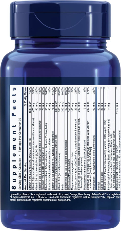 Life Extension Two-Per-Day Multivitamin, Essential Vitamins & Minerals for Heart, Brain, 60 Capsules