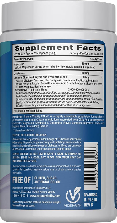 Natural Vitality 6 oz Calm Specifics Calmful Gut - Probiotics and Enzymes for a Healthy Gut - Wildberry