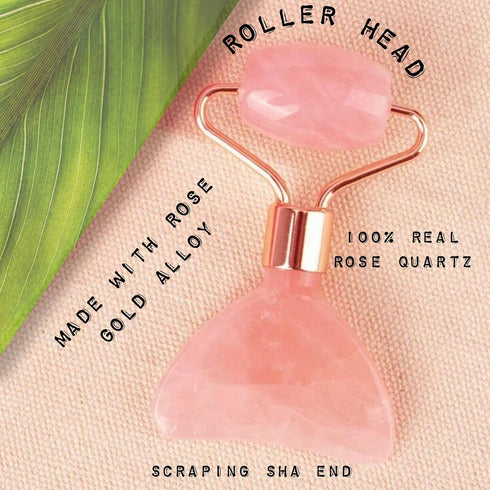 THIS HIPPIE GIRL Gua Sha Glow Roller - Rose Quartz Facial Roller Massager for Face and Eye, Sculpting Tool