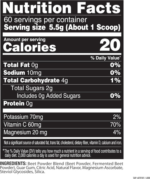 Nature Fuel Power Beets Powder - Delicious Mixed Berry Superfood Supplement, Supports Circulation, 60 Servings