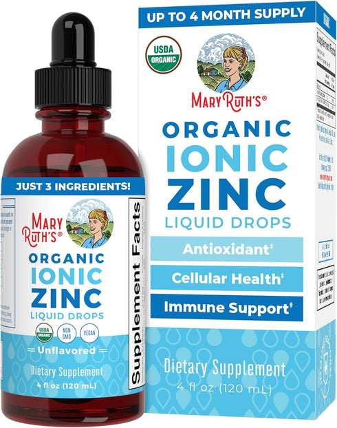 MaryRuth Organics Zinc Supplements for Immune Support, Ionic Zinc for Kids & Adults, 40 Day Supply, Vegan